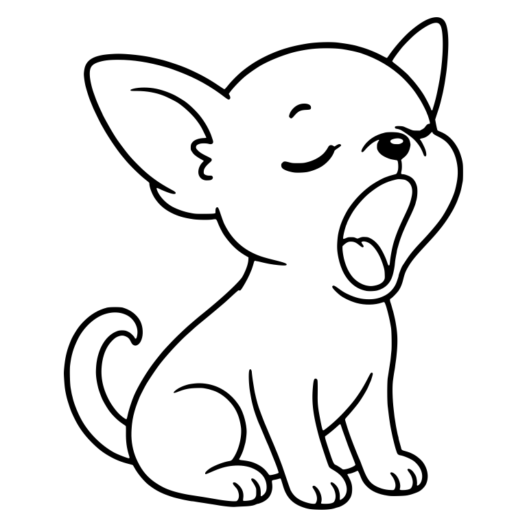Chihuahua Puppy Sitting and Yawning With Head Tipped Back — free animal SVG cut file