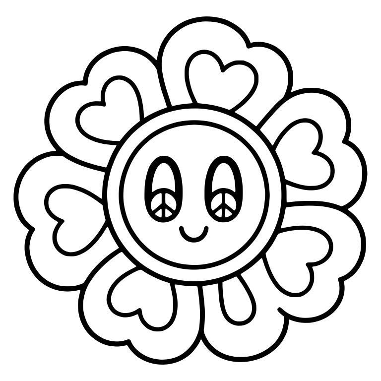 Heart Petal Flower With Peace Sign Eyes — free floral SVG cut file