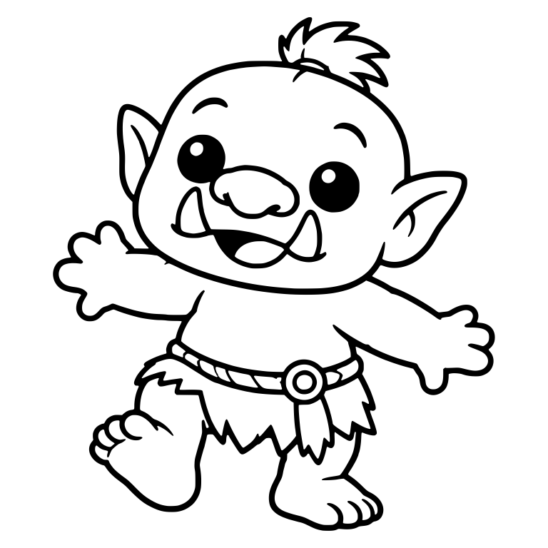 Happy Troll Walking With Arms Wide and Rope Belt — free fantasy-creature SVG cut file