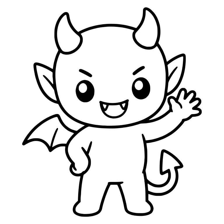 Grinning Little Devil Waving With Hand on Hip — free fantasy-creature SVG cut file