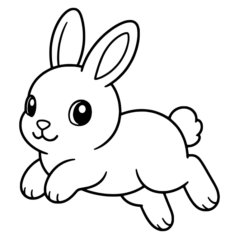 Smiling Bunny Leaping Mid-Air in Three-Quarter View — free animal SVG cut file