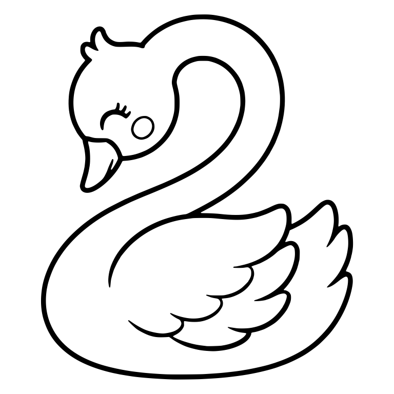 Kawaii Swan With Closed Eyes, Crest and Big S-Neck — free animal SVG cut file