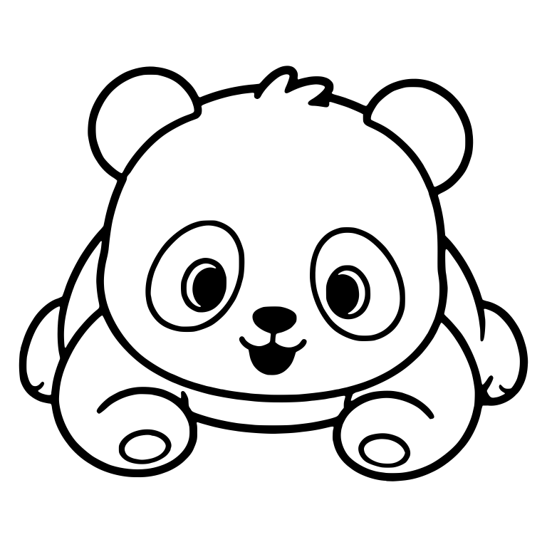 Chubby Panda Cub Sitting Low Facing Front — free animal SVG cut file