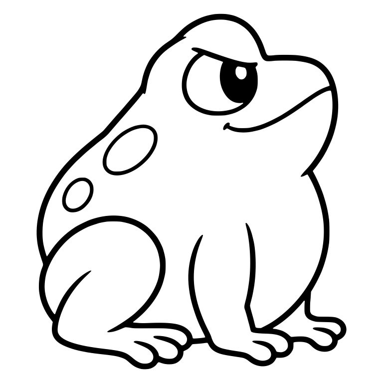 Plump Sitting Frog With Furrowed Brow and Smirk — free animal SVG cut file