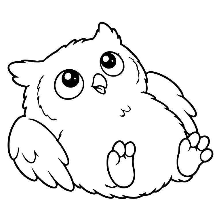 Fluffy Baby Owl Lying on Back Looking Up — free animal SVG cut file
