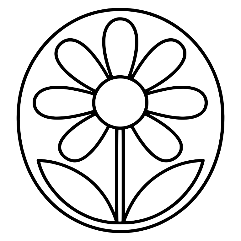 Daisy With Two Leaves in Oval Frame — free floral SVG cut file