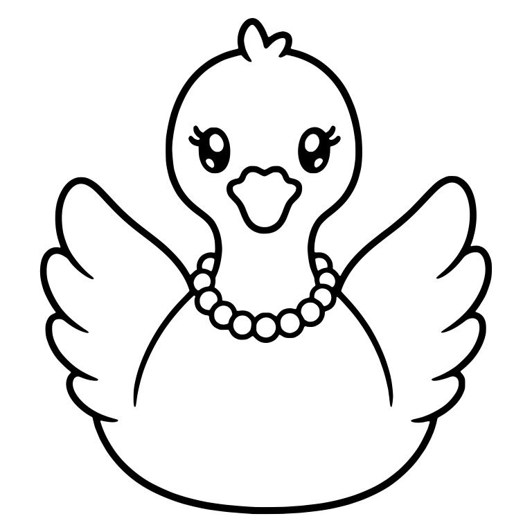 Kawaii Swan With Pearl Necklace and Spread Wings — free animal SVG cut file