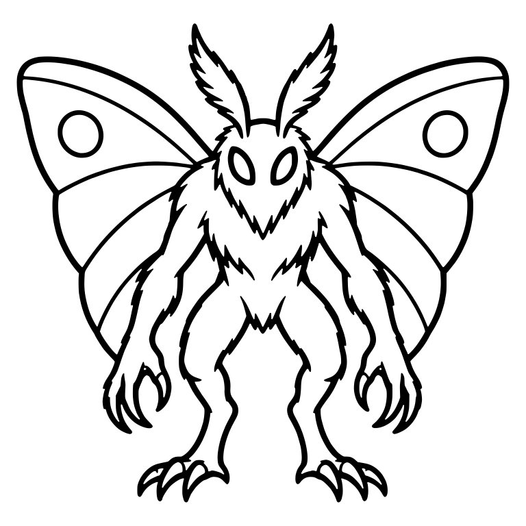 Standing Mothman With Wide Round-Spot Wings — free fantasy-creature SVG cut file