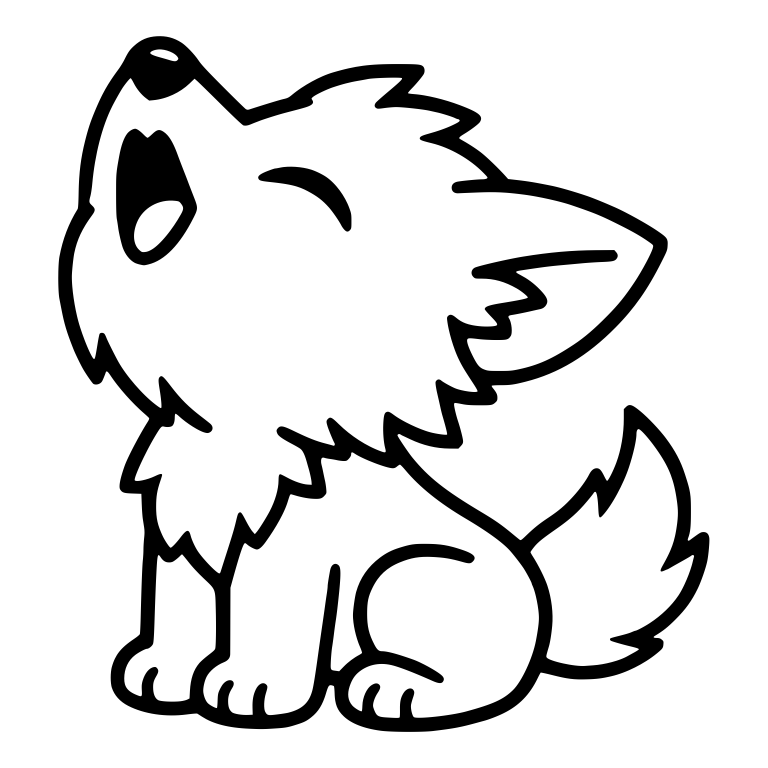 Sitting Wolf Pup Howling With Spiky Chest Fur — free animal SVG cut file