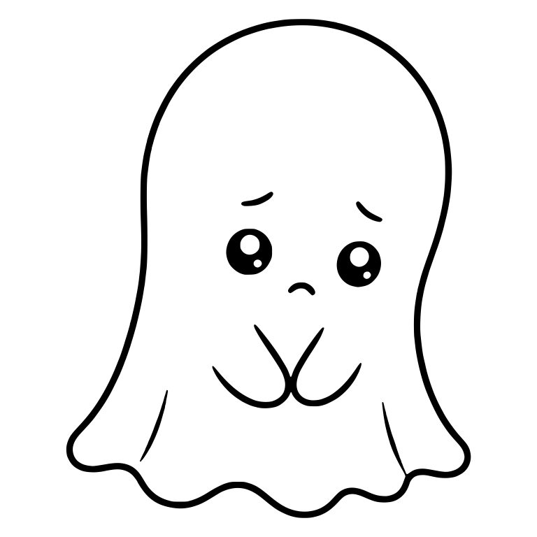 Shy Ghost with Hands Together and Worried Brows — free fantasy-creature SVG cut file