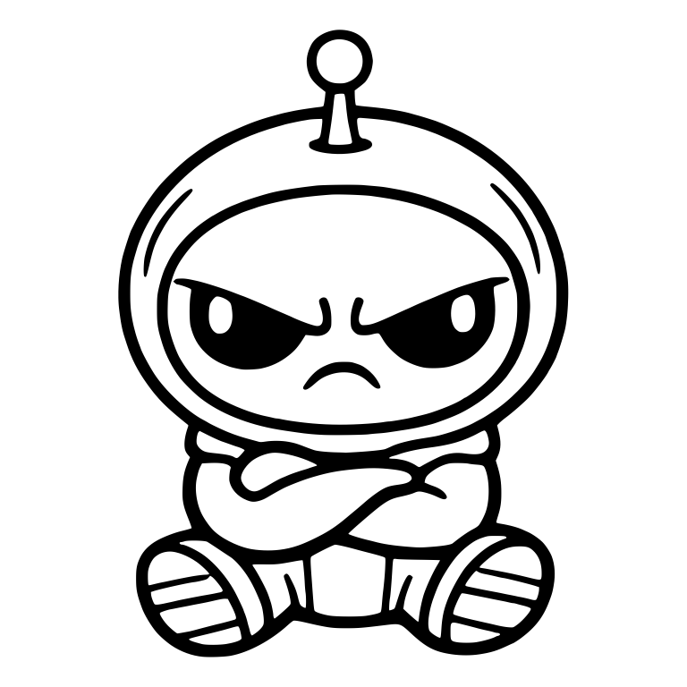 Grumpy Alien In Space Helmet Sitting With Arms Crossed — free fantasy-creature SVG cut file