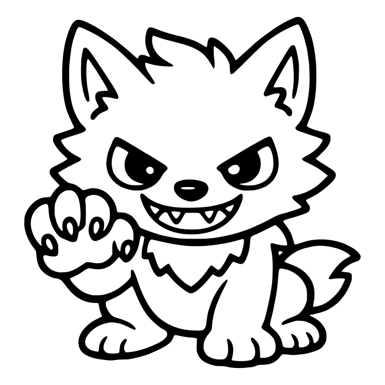 Snarling Wolf Cub With Raised Clawed Paw — free animal SVG cut file