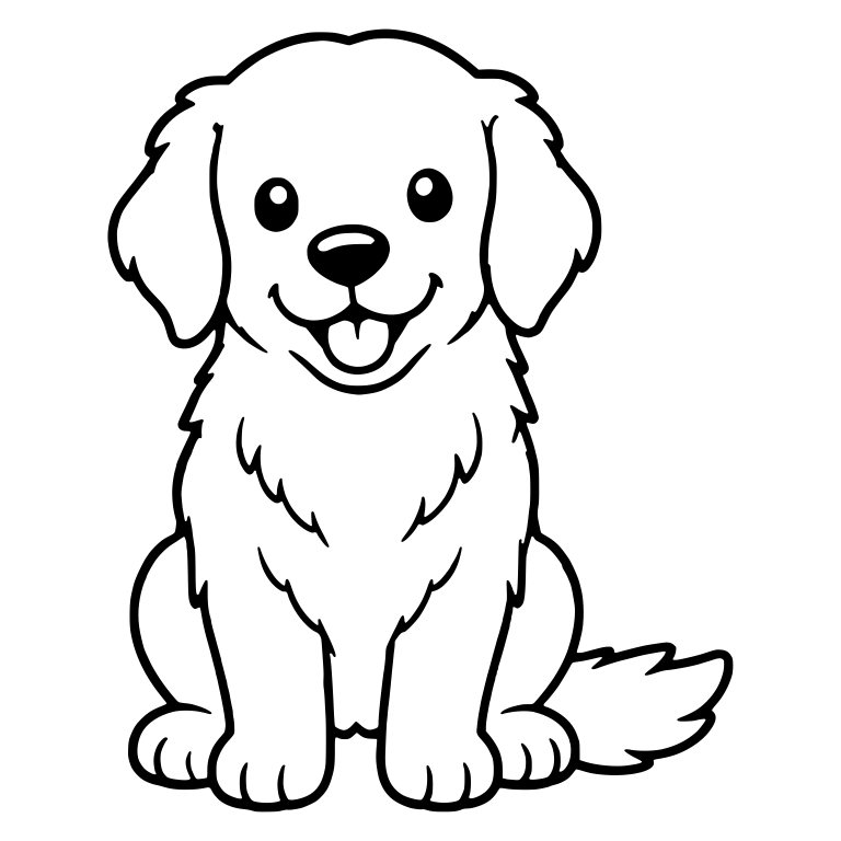 Smiling Golden Retriever Puppy Sitting With Tongue Out — free animal SVG cut file
