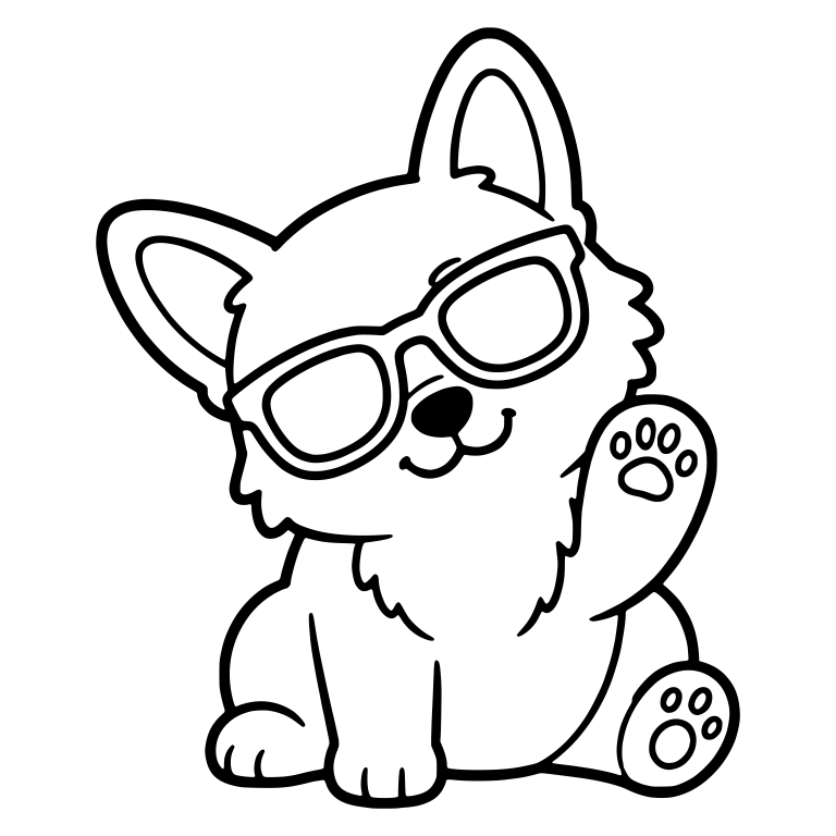 Waving Corgi Puppy in Sunglasses — free animal SVG cut file
