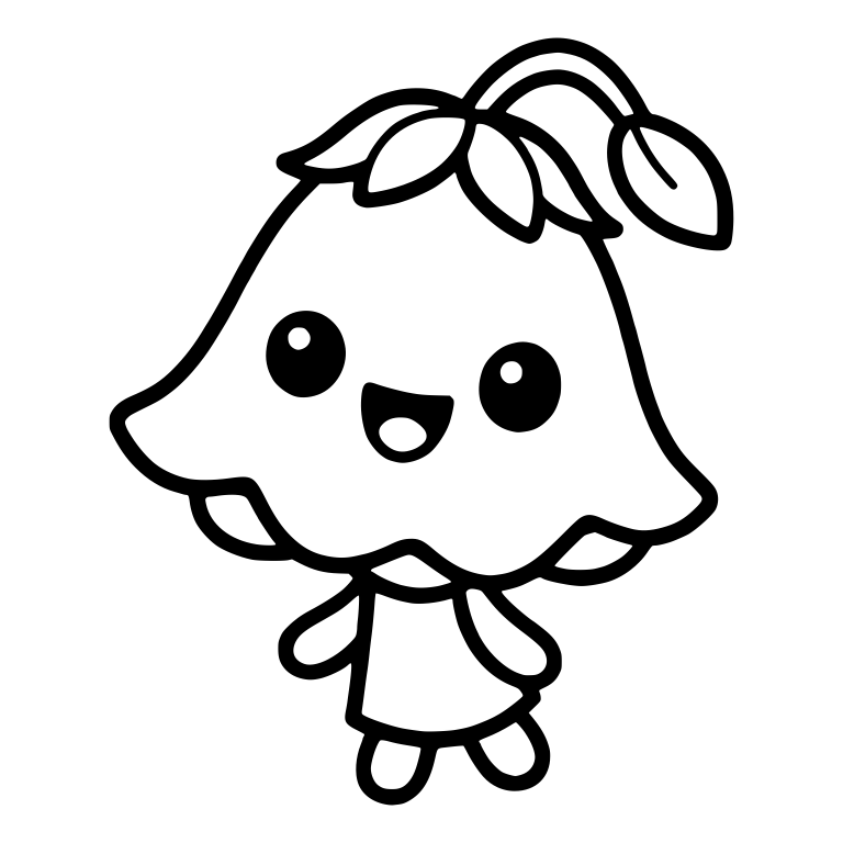 Bell-Headed Flower Character With Leafy Sprout and Tiny Feet — free characters SVG cut file