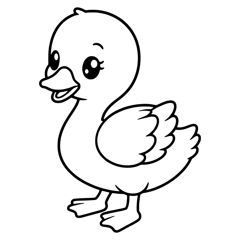 Kawaii Baby Cygnet Swan Standing with Open Beak Smile — free animal SVG cut file