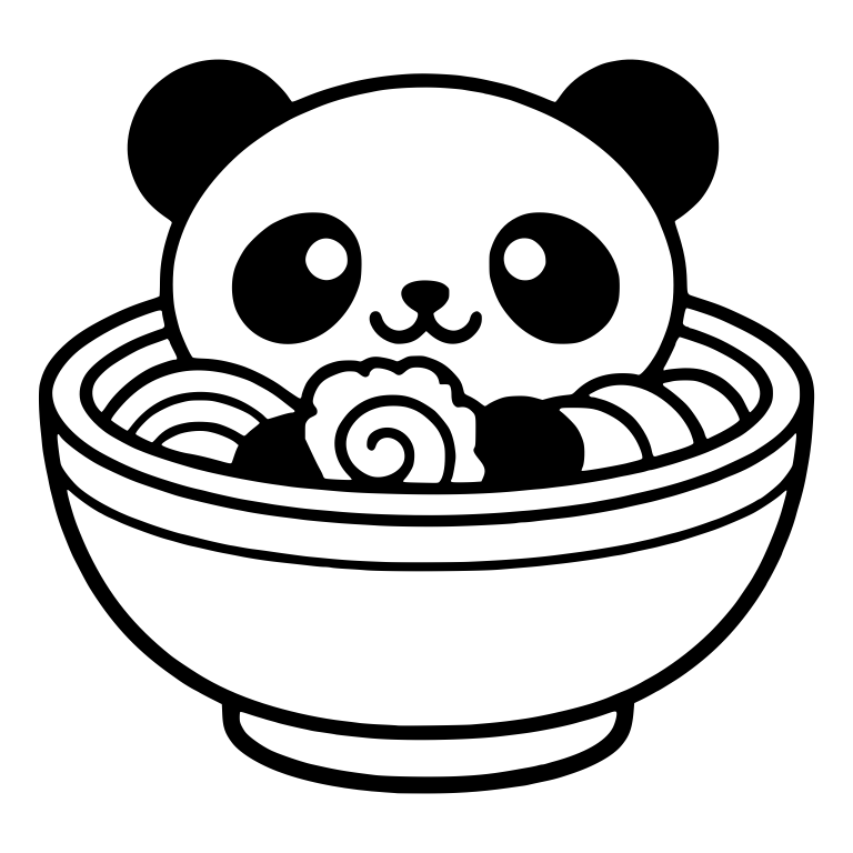 Panda in Ramen Bowl With Fish Cake Swirl — free animal SVG cut file