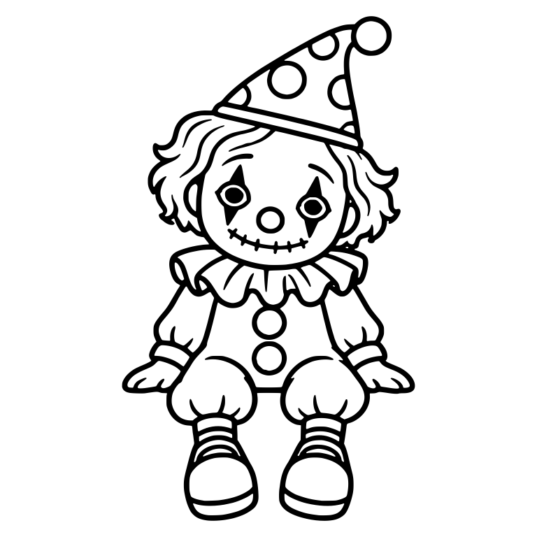 Creepy Clown Doll with Polka Dot Party Hat — free characters SVG cut file