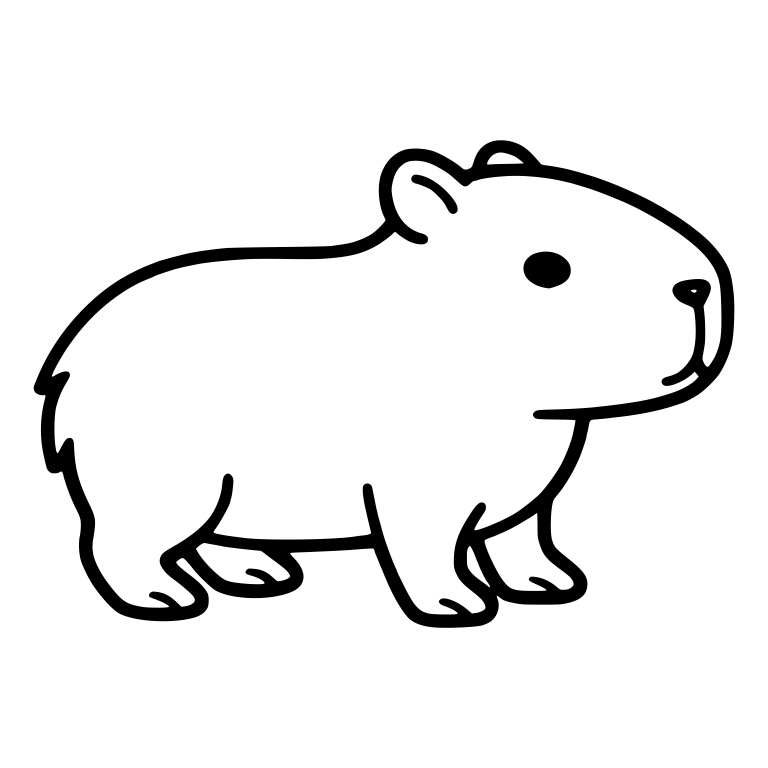 Capybara Standing Facing Right With Shaggy Back Fur — free animal SVG cut file