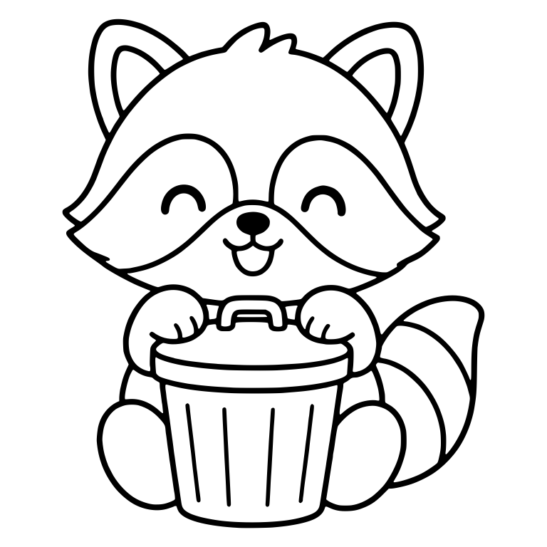 Laughing Raccoon Hugging a Trash Can — free animal SVG cut file