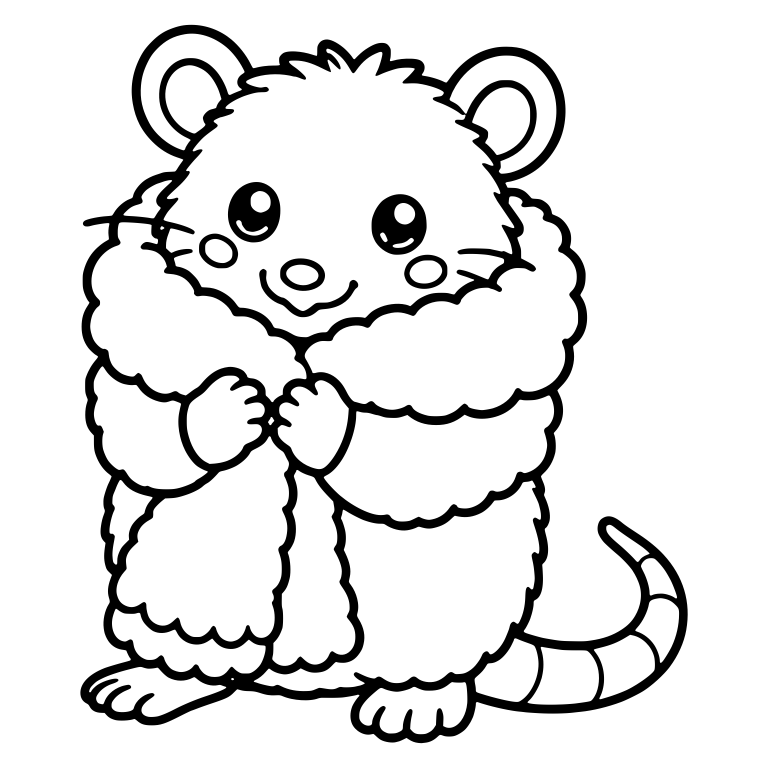 Fluffy Opossum Wrapped in a Cozy Fur Shawl — free animal SVG cut file