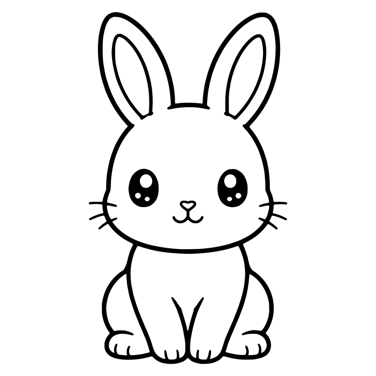 Cute Bunny Sitting Front View With Whiskers — free animal SVG cut file