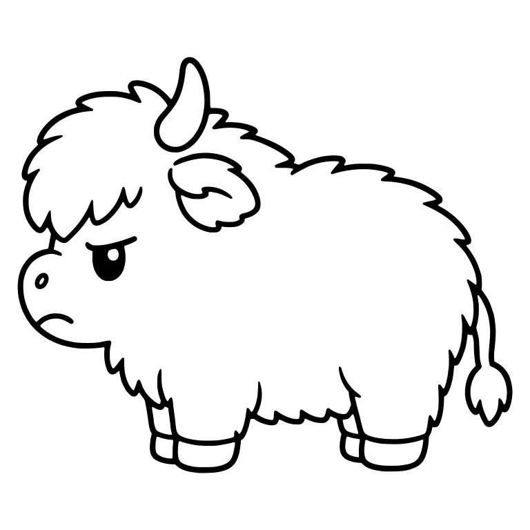 Frowning Fluffy Highland Cow In Side View — free animal SVG cut file