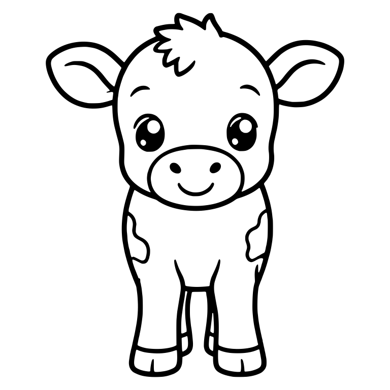 Slim Calf Standing Front View With Small Patches — free animal SVG cut file