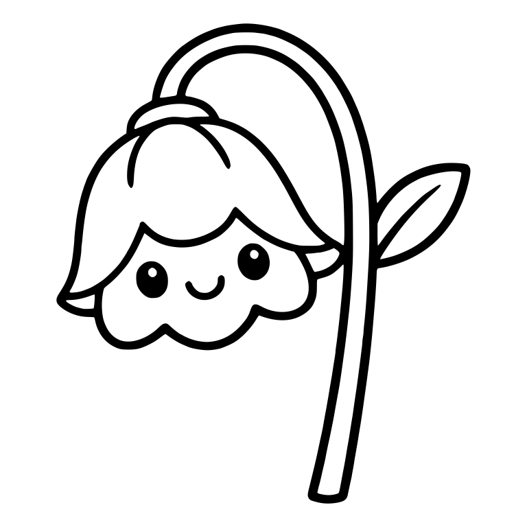 Drooping Bellflower With Smiling Face and Curved Stem — free floral SVG cut file