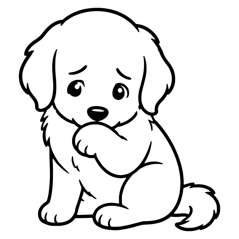 Shy Golden Retriever Puppy Covering Mouth With Paw — free animal SVG cut file