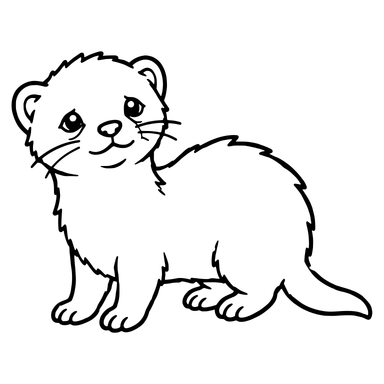 Fluffy Ferret Standing With Fuzzy Fur and Soft Smile — free animal SVG cut file
