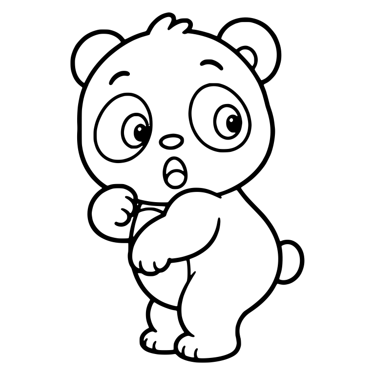 Startled Panda Standing With One Paw at Its Chest — free animal SVG cut file