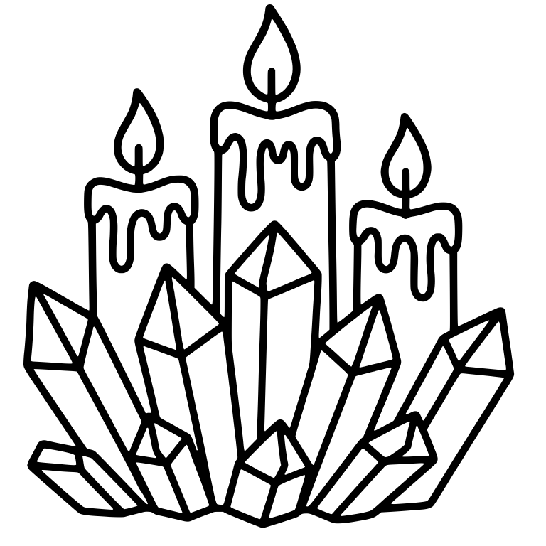Three Candles Rising from a Crystal Cluster — free objects SVG cut file