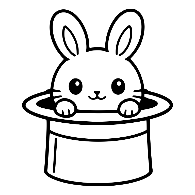 Bunny Peeking Out of a Top Hat With a Small Smile — free animal SVG cut file