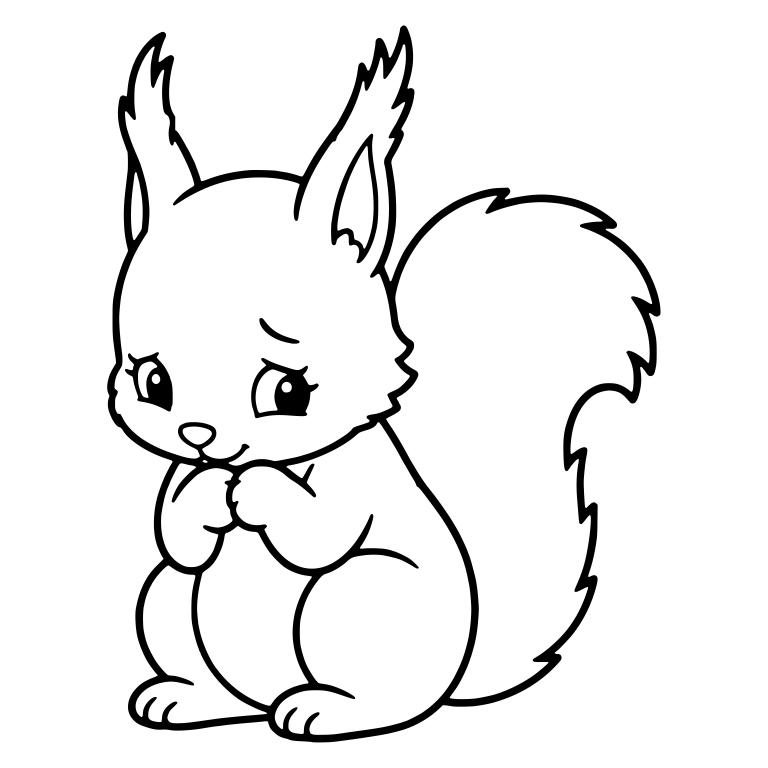 Shy Squirrel With Paws At Chin And Tall Tufted Ears — free animal SVG cut file
