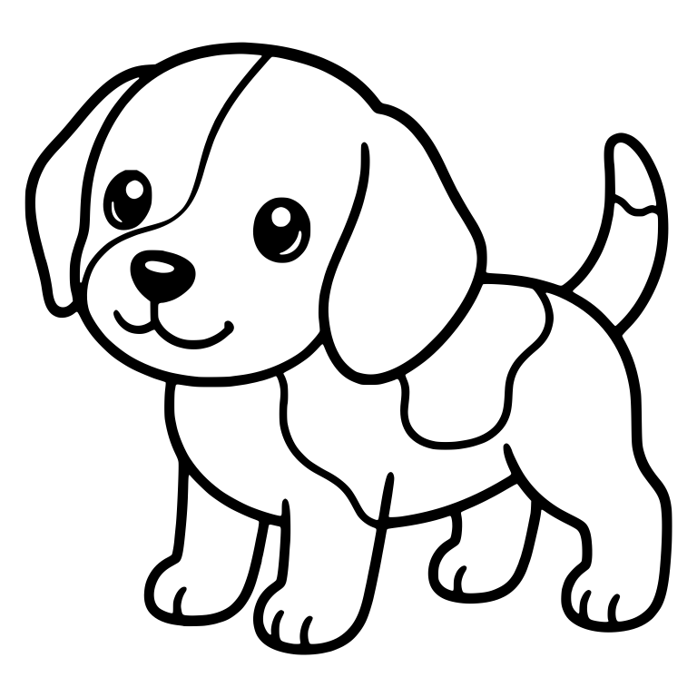 Standing Beagle Puppy with Head Turned and Patchy Coat — free animal SVG cut file