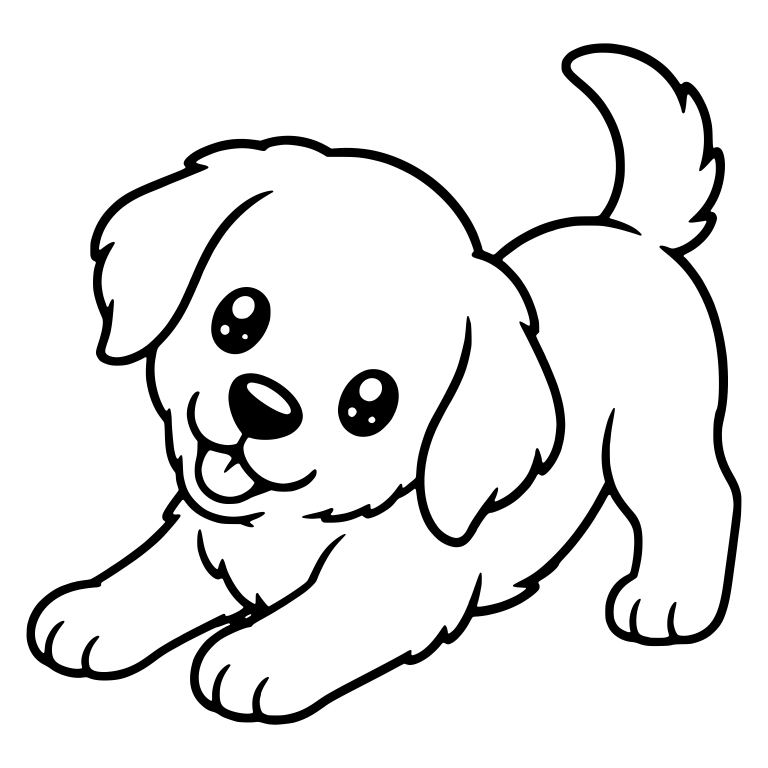 Golden Retriever Puppy Play Bow with Tilted Head — free animal SVG cut file