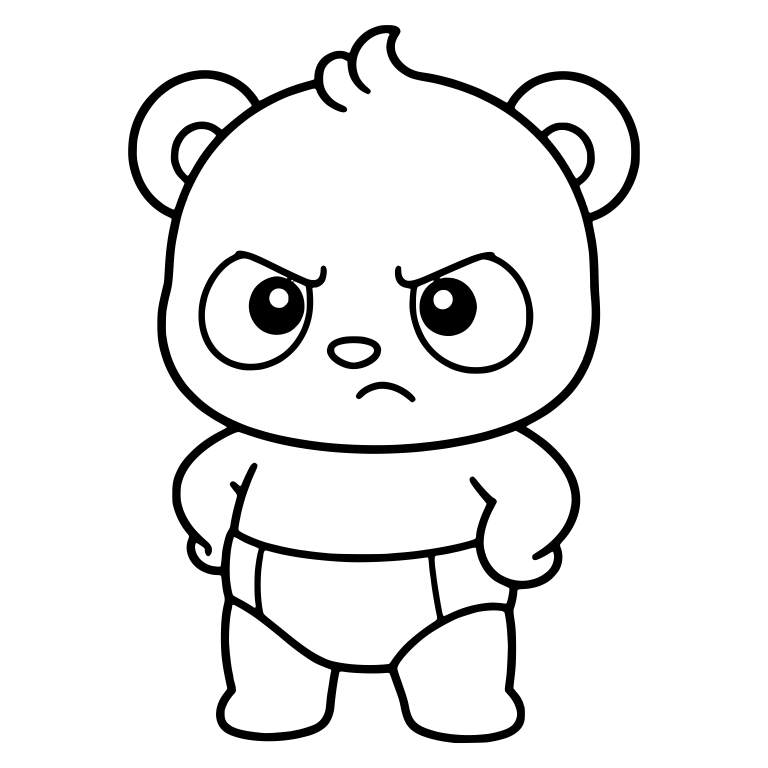 Angry Standing Panda Cub with Hands on Hips — free animal SVG cut file
