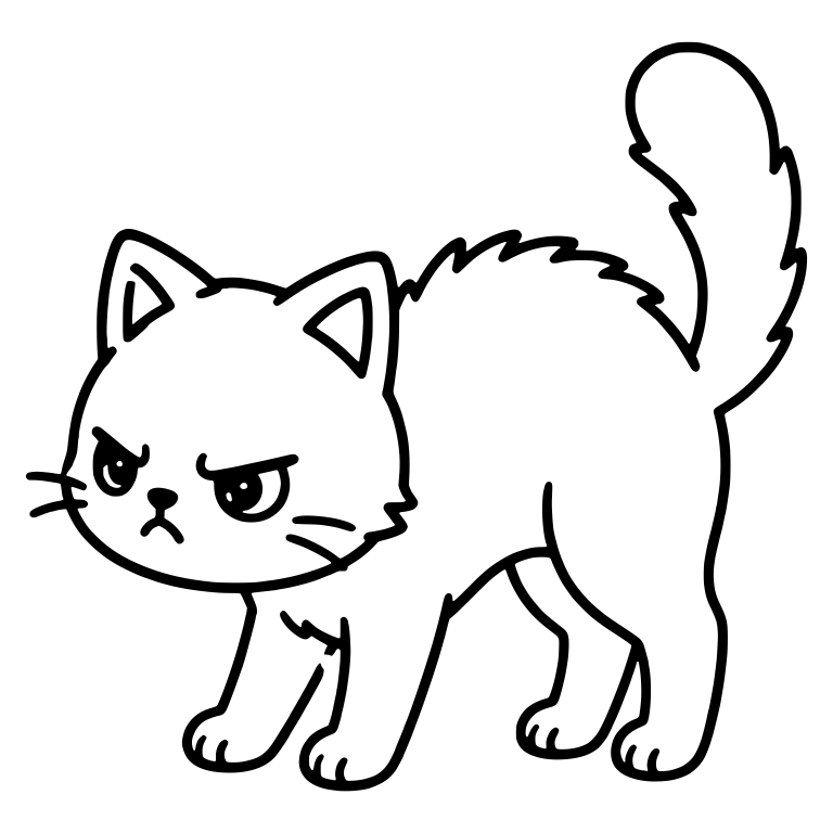 Grouchy Kitten Standing With Arched Back — free animal SVG cut file