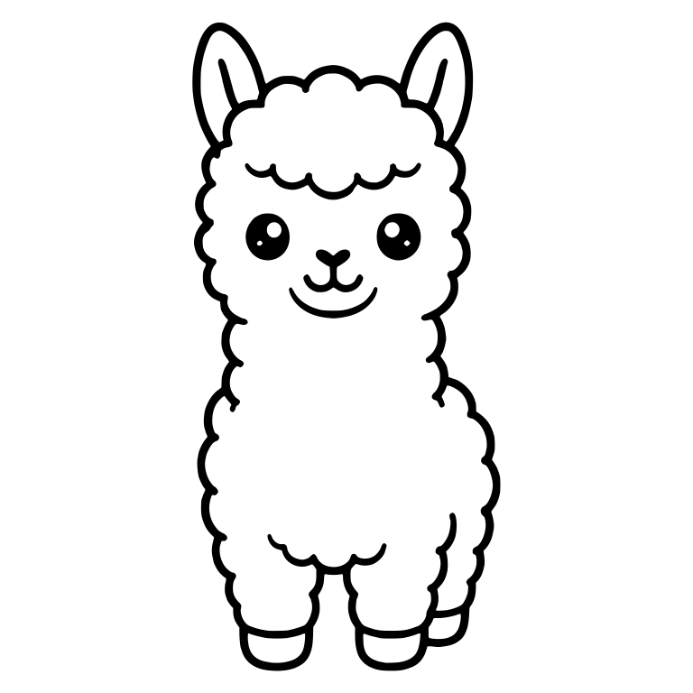 Standing Llama With Wide Smile Facing Forward — free animal SVG cut file
