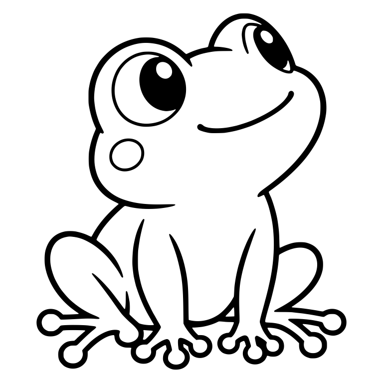 Chibi Frog Looking Up With Big Round Eyes and Cheek Circle — free animal SVG cut file