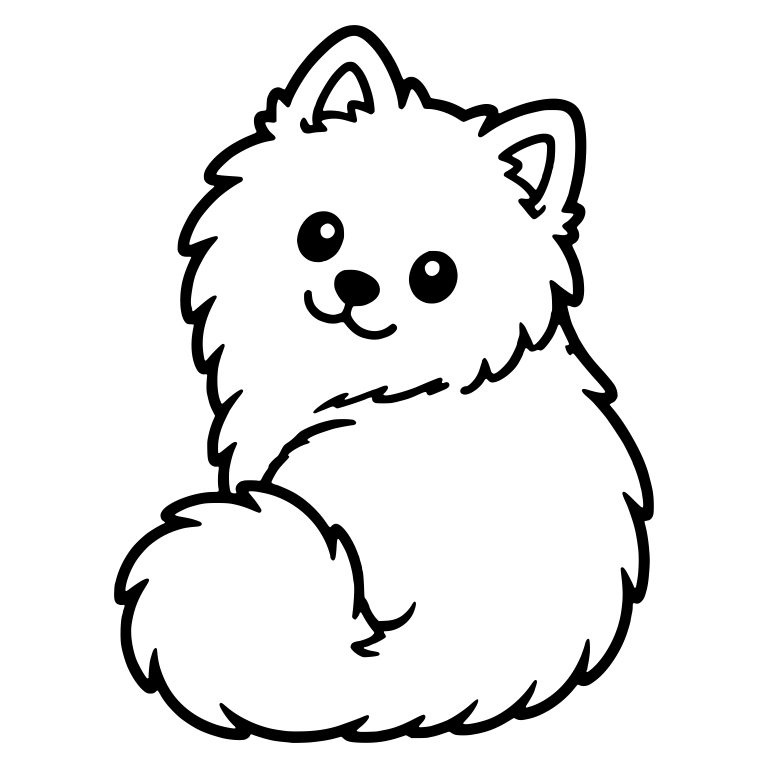 Pomeranian Sitting With Back Turned and Tail in Front — free animal SVG cut file