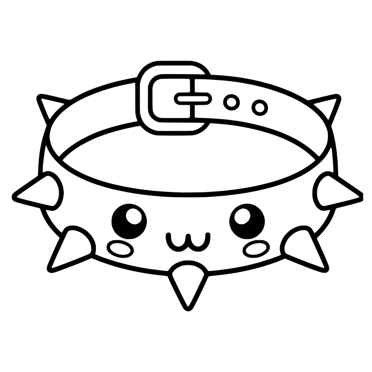 Spiked Collar With W-Shaped Mouth Face And Buckle — free objects SVG cut file