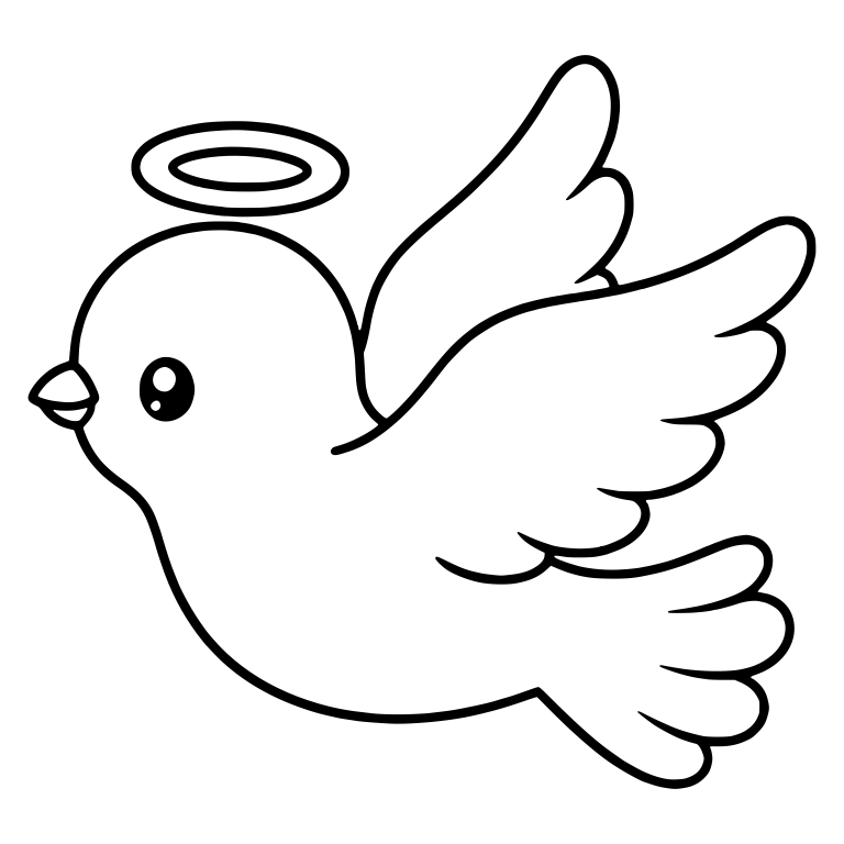 Flying Angel Dove Facing Left with Small Halo — free animal SVG cut file