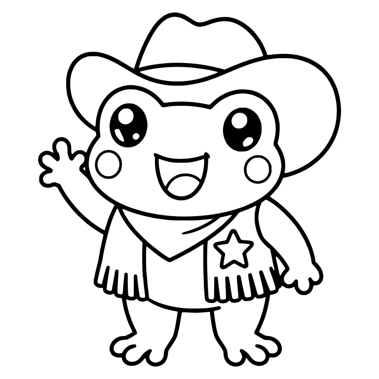 Waving Cowboy Frog in Fringe Vest With Star Badge — free animal SVG cut file