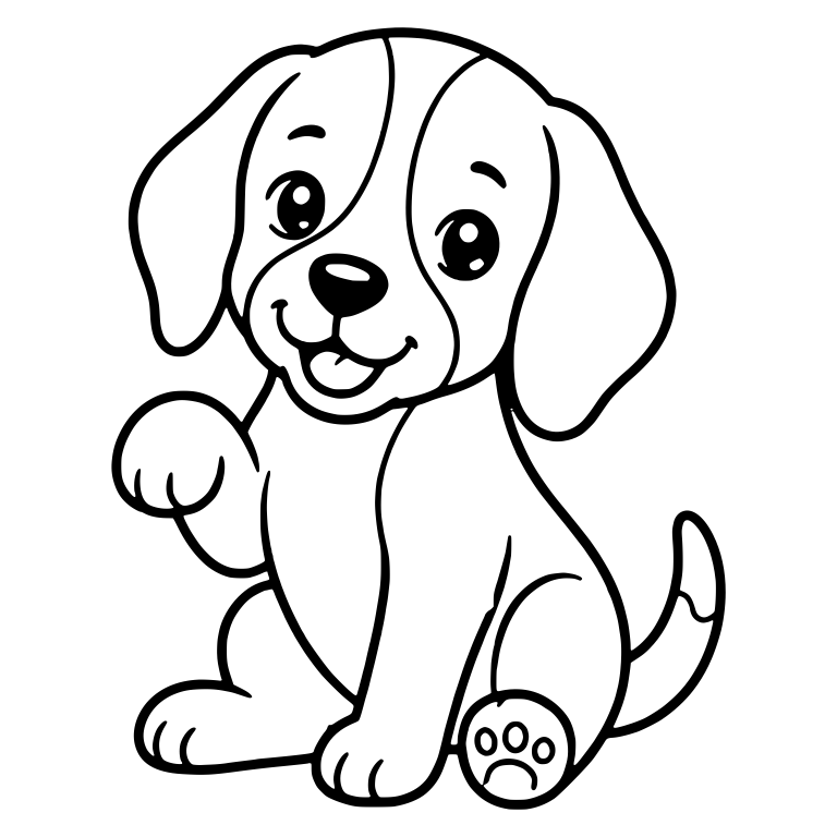 Sitting Beagle Puppy Waving With Paw Print On Foot — free animal SVG cut file