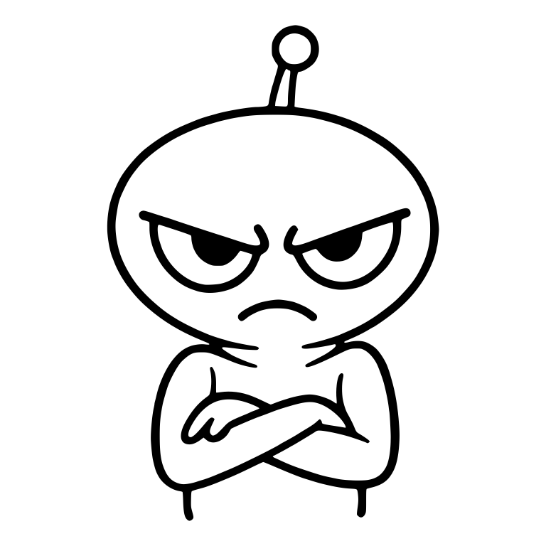 Grumpy Alien With Single Antenna and Crossed Arms — free fantasy-creature SVG cut file