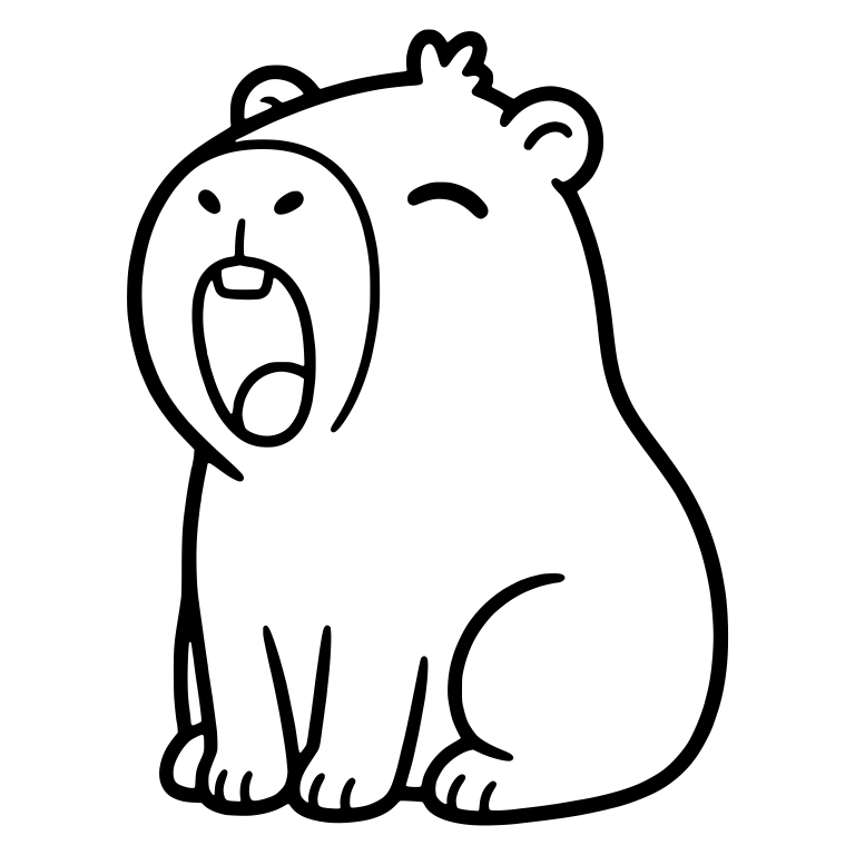 Sitting Capybara Yawning with Head Turned Left — free animal SVG cut file