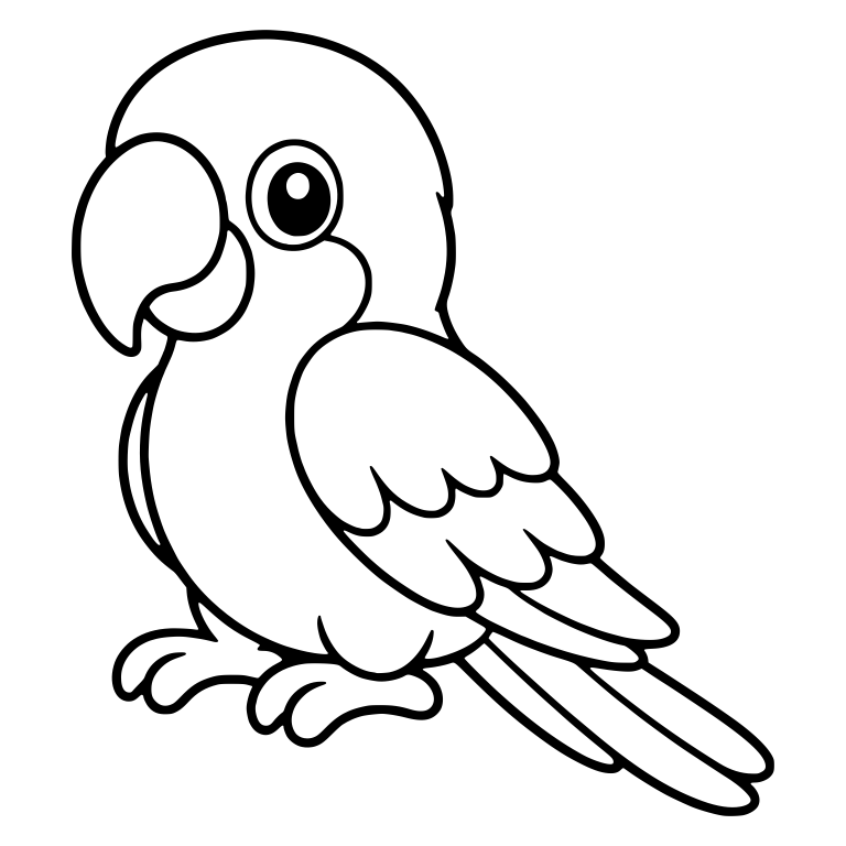 Round-Bodied Macaw Standing in Profile Looking Left — free animal SVG cut file