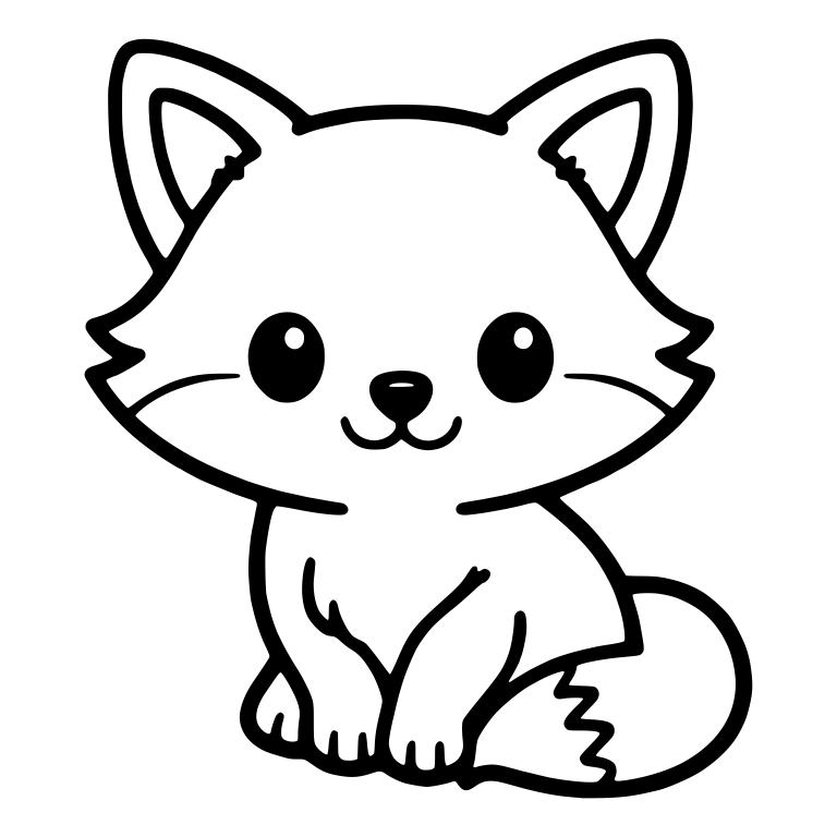 Sitting Fox with Round Tail Tip on the Right — free animal SVG cut file